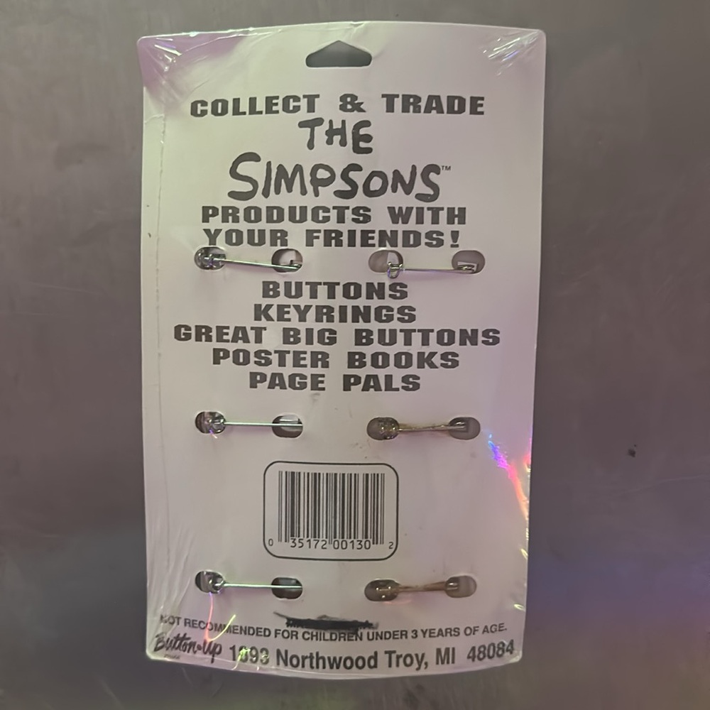 NIB VTG “The Simpsons” 6 Button 1990 Collectible Bart Homer Family Bartman - Picture 4 of 5